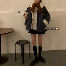 폴로 칼라 패딩 코트 재킷 루즈핏 다용도 긴팔 코튼