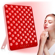 SUXIO 레드 라이트 테라피 램프 - 얼굴 및 바디용 165 LED 레드 라이트 테라피 패널 휴대용 딥 660nm - 850nm 근적외선 테라피 장치 아이 패치 포함 핑크, Pink, 1개