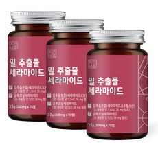 자연바름 밀추출물 글루코실 세라 마이드 티크 프랑스 밀 세라마이드 7.434mg, 70정, 3개