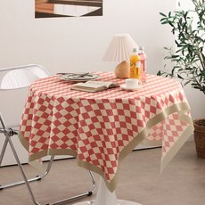 꿈꾸는 키친 피크닉 체커보드 식탁보, 핑크, 140 x 180 cm