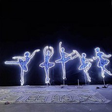 빛나는 발레 댄서 모델링 램프 야외 방수 조명 야간 투어 축제 쇼핑몰 장식, 분홍색 20미터