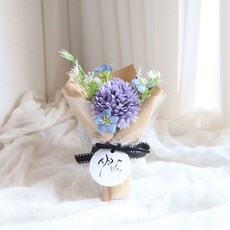 어반블루메 퐁퐁 국화 미니 조화 꽃다발 납골당 꽃다발 부착형, 블루, 1개 블루, 1개
