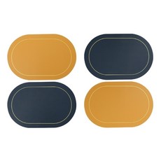 베이직스토리 양면 식탁매트 4개세트 북유럽 방수코팅 식탁 테이블 매트 (45 X 30cm), 네이비 타원형 양면 식탁테이블 4개, 45 X