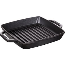 staub 23cm] IH Grill & Frying Pan 40511-728-0 스토우브 [퓨어 그릴 스퀘어 블랙 그릴, 1개