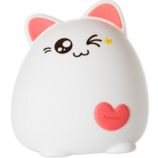 Whohh LED 야간 조명 고양이 동물 USB 충전 실리콘 만화 보육 램프 아기 야간, Pink