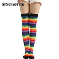 흰색높은허벅지밴드스타킹