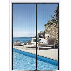 Homearda 마그네틱 스크린 도어 유리 섬유 업그레이드된 및 튼튼하고 내구성이 뛰어난 메시 커튼 하단 풀 프레임 매직 씰 최대 86 4 x 203 3cm 34 82인치 문에, 폴리에스터, Fits Door Size 34 X82, 1개