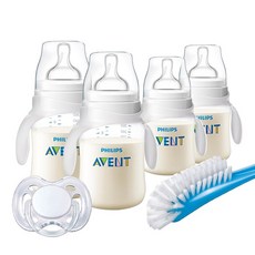 필 립 스 신 안 이 (avent) 너비 구경 젖병 신생아 1 - 6 월 내 미끄럼 방지 손잡이 pa 젖병 세트 125 * 2 + 330 * 2 병 솔, 상세페이지 참조