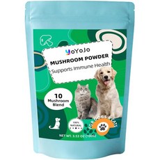 YoYoJo 고양이 파우더 개와 고양이를 위한 버섯 추출물 면역 세포 건강 인지 장수를 10가지 복합 반려동물 보충제 사자 갈기 튀르키예 꼬리 레이시 3.53온스 100g Q1, 3.53OZ (100G), 1개