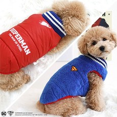 ㅀ*a_#/ 강아지옷 고양이장난감 반려동물 슈퍼맨 양면 패딩 겨울용 보온 펫 데일리룩 [@$_993W/], _+&ㅀ3_/_ L