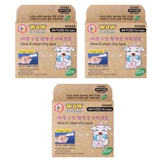 와우 반려견 이크린 건식 구강청결 손가락칫솔 30매 x 3팩, 30개