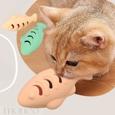 모네오 모네오 실리콘 물고기 노즈워크 고양이 장난감 고양이노즈워크장난감 강아지장난감, 그린