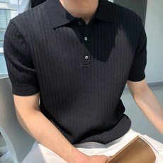 주포유 [당일배송/누적5만장]여름 시원한 어깨깡패 머슬핏 어깨넓어보이는 골지 헨리넥 단추카라 니트 반팔 티셔츠