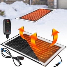 Baquler 50.8 x 76.2cm(20 x 30인치) 온열 눈 녹이는 매트 열 산책로 진입로 매트 미끄럼 방지 블랙 고무 난방 입구 매트 열 시스템 타이머 포함 겨울 눈 제거, Baquler 50.8 x 76.2cm(20 x 30인, 1개