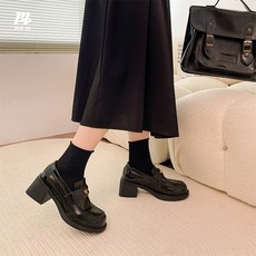 HA.M 여성용 금장 통굽 로퍼 에나멜 키높이 로퍼 6cm