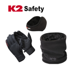 K2 방한용품 장갑+귀마개+넥게이터 베스트상품SET, 블랙, M