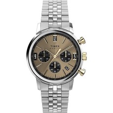 Timex 남성용 Marlin 40mm 시계 브라운/투톤/블루 스트랩