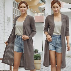 썸머 린넨 여성 가디건 다크베이지