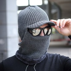 겨울넥 후드넥 남성목도리 후드 워머 복면 목워머 롱스카프 귀덮개 겨울귀마개, H24-그레이 원피스니트모자