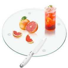 VASUHOME 주방용 강화 유리 도마20.3 x 30.5cm8 12인치 조리대용 오래 지속되는 투명 도마 - 긁힘 열 및 비산 방지 간편한 세척