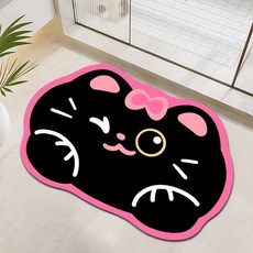 욕실/주방 규조토 발매트 러블리 블랙 고양이 무늬 불규칙 카페트 소프트 미끄럼방지 속건 러그 현관 출입구용 발매트 귀여운 분위기 실내 인테리어 소품 물세탁가능, 규조토 발매트 블랙 고양이-07