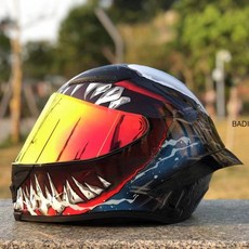 22년형 풀페이스 베놈 레인보우 도금 골드쉴드 헬멧 그래피티 시스템, 투명 렌즈