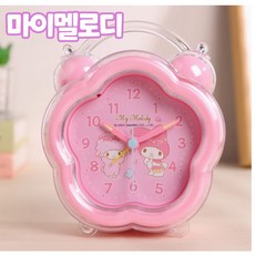 산리오 마이멜로디 룰루 플라워 알람시계 조명시계 뮤직알람 무소음, 핑크
