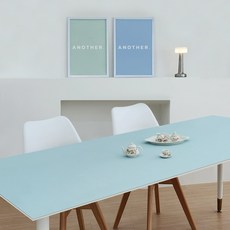 프리미엄 양면 가죽 방수 식탁보 테이블보 식탁매트, 70x120cm, 라이트그린/블루