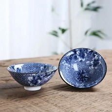 레트로 파란색과 흰색 도자기 콘 찻잔 스케일링 방지 손으로 그린 세라믹 차 그릇 여행 명상 컵 세트 1 개, [19] A20 - 8.5X3.6CM 70ML, 1개