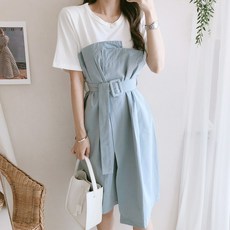 요시아나 [세일] [당일발송] 데일리 트렌치스타일 뷔스티에 원피스 -2컬러