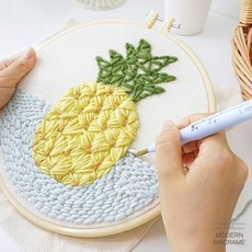 과일 5종 펀치니들 세트 키트 패키지 재료 DIY 도안 집콕취미 집콕놀이 혼자놀기 직장인 임산부 취미 생활 태교 실내취미 태피스트리 위빙 공예 프랑스자수, 사과