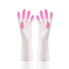 장갑 손가락 끝 블루 핑크 그린 식기 세척 작업 청소 방수, A.L, 3.Pink fingertips, 1개