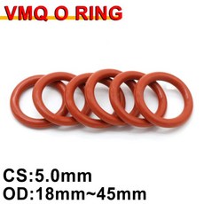 10pcs 빨간 실리콘 오링 가스 켓 CS 5mm OD 18 ~ 45mm FoodGrade 방수 와셔 고무링 절연 라운드 O 모양 인감 두께, 13)OD 40mm ID 30mm - CS 5.0mm, 10개