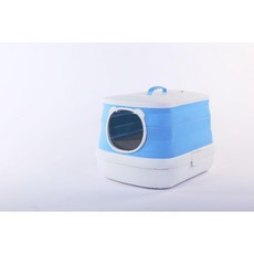 접이식 고양이 화장실 변기 폴딩 배변 반려묘 여행용 휴대용, 1. 블루 58 x 48 x 28cm, 1개