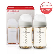 더블하트 모유실감 3세대 트윈팩 240ml 블루밍가든, 오후의베이지, 4개 - 더블하트젖병