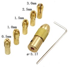 7pcs 0.5 3mm 미니 드릴 척 어댑터 콜릿 미니 도구 용 빠른 척 구리 드릴 폴더 구리 캡 축 드릴 콜렛 도구|회전 바이스|, 1개, 3.17 mm