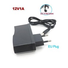 EU 플러그 AC 110V 220V to DC 전원 공급 어댑터 변압기 1000 2000ma 3000ma 여행용 충전기 유럽 55x25mm o 12V 1A 2A 3A, 1) 12V 1A - EU, 1개
