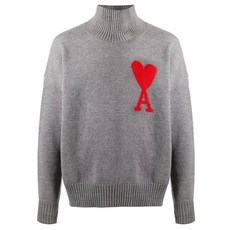 AMI 20FW 빅하트로고 울 터틀넥 그레이 H20HK203 018 055 H20HK2030..