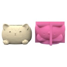 다육 화분 송진 실리콘 몰드 고양이 DIY 정원 콘크리트 화분 양초 거치대 금형 수제 공예 장식, 1개