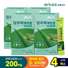 [녹십초] 알로에 베라겔 망고맛, 4박스/60포, 4개, 300ml