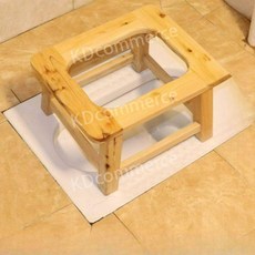 접이식 좌욕 의자 좌훈 구멍뚫린 훈증기 구멍 대야 나무 좌욕기, H. 35cm+패드