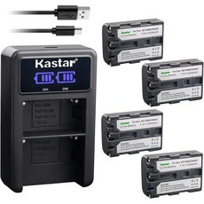 Kastar 2팩 NP FM50/FM55 배터리 및 LED2 USB 충전기 Sony DSC F707 F717 F828 R1 S30 S50 S70 S75 S85 HDR HC1 S, 1 Charger + 4 Batteries