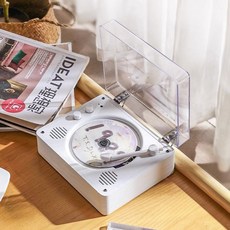 CD플레이어 턴테이블 시디 미니 플레이어 무선 블루투스 레트로 감성, 체리우드