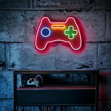 Hyggeria 게이머 네온사인 게임 컨트롤러 리드 네온 라이트 얼티밋 게이밍 룸 장식 게이머를 위한 벽걸이 선물 게임패드 침실 파티 장식, 1개