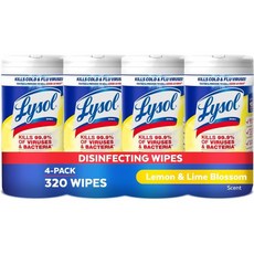 Lysol 자동차 세정티슈 라이솔 소독용 물티슈 다면 청소용 소독 레몬 라임 블러썸 4팩포장은 다를 수 있음 Q1644651, Lemon Lime, 4개