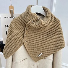 와이엔이 여성 단추 넥 워머 어깨 숄 골지니트