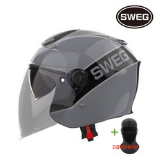 신형 스웨그 RS10 초경량 1050g 오픈페이스헬멧 오토바이 헬멧, 블랙&그레이