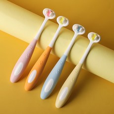 더바른 3D 고양이 강아지 프리미엄 극세모 부드러운 칫솔, 2개, 오렌지