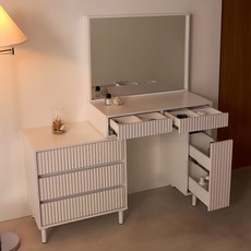 레시 템바보드 3단 서랍 확장형 수납 화장대 거울세트 2color, 01.스툴 선택안함, 01.템바 3단서랍 올화이트