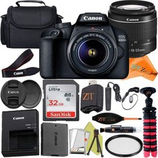 Canon 미국직구 dslr 카메라 디지털 EOS 4000D(Rebel T100) DSLR 18-55mm 줌 렌즈 + SanDisk 32GB 메모리 카드 가방 삼각대 및 UV, Canon 미국직구 dslr 카메라 디지털 EOS 40